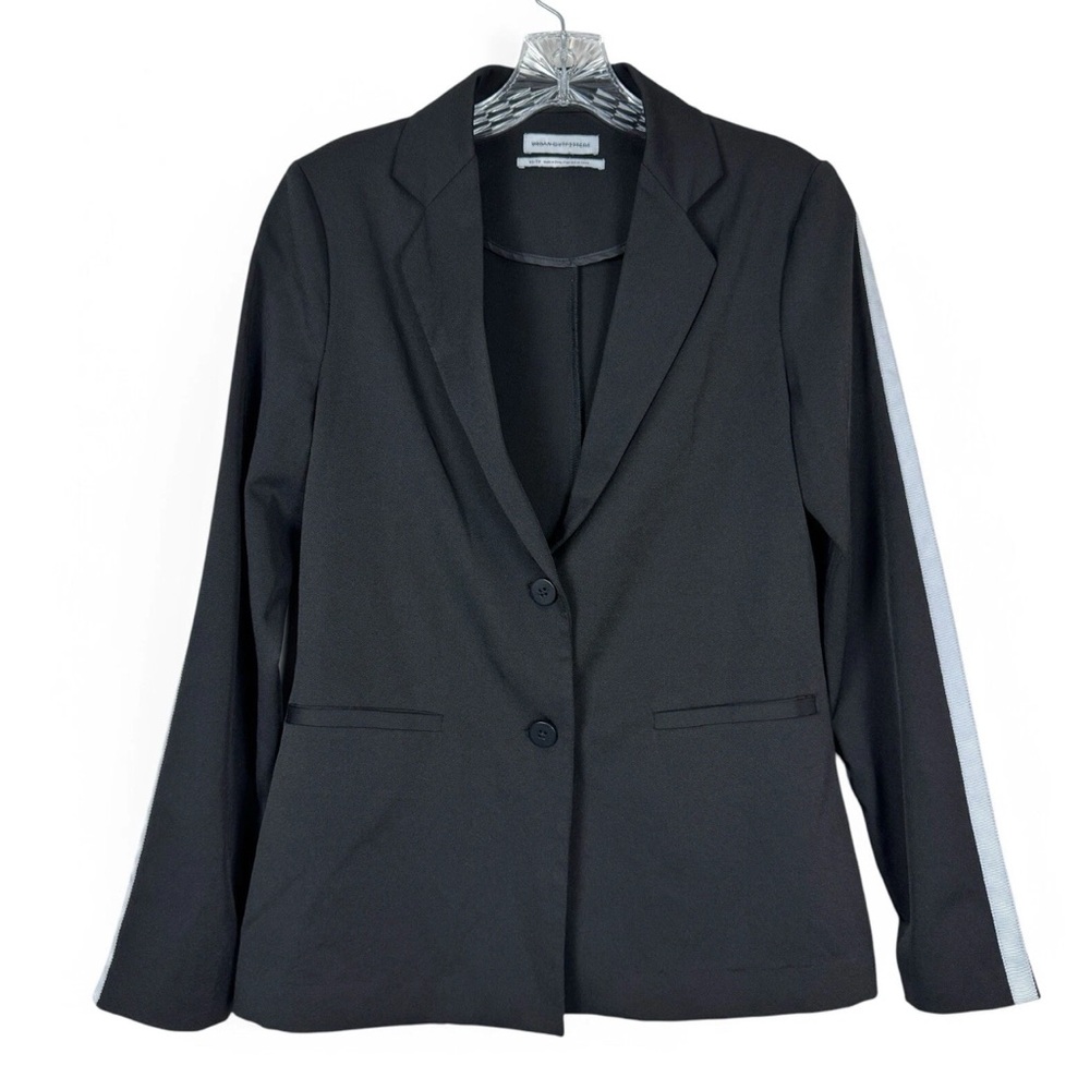 Urban Outfitters Blazer Womens Size XS Black with‎ Stripe On Sleeves